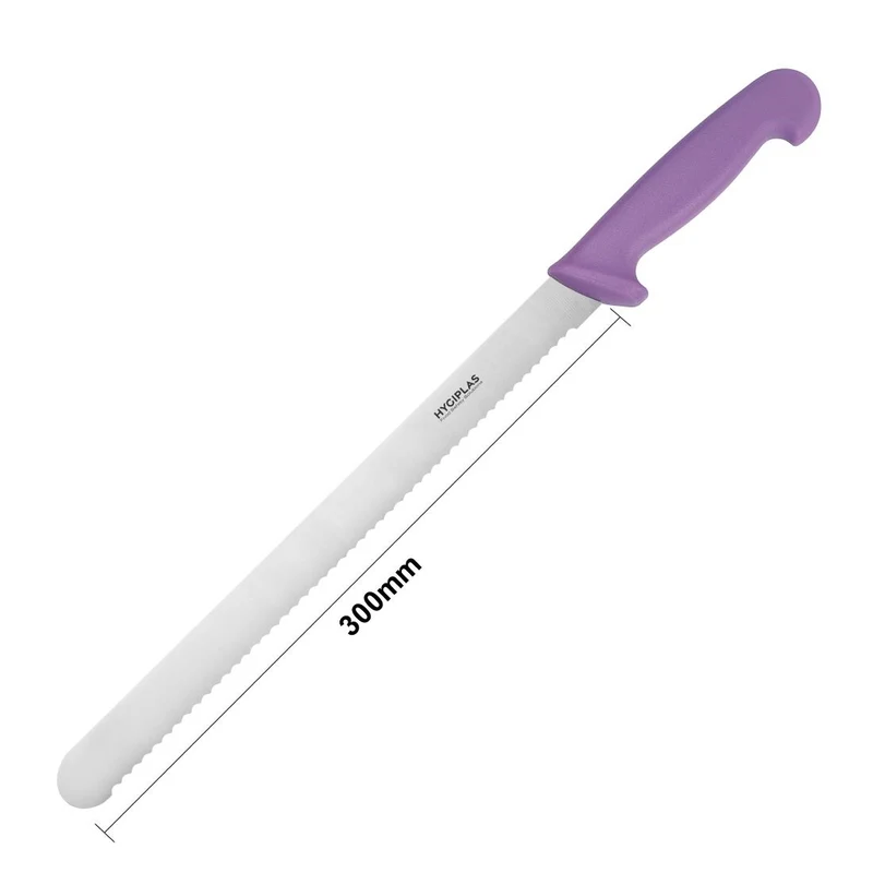 Couteau à génoise dentelé Hygiplas violet 30,5cm