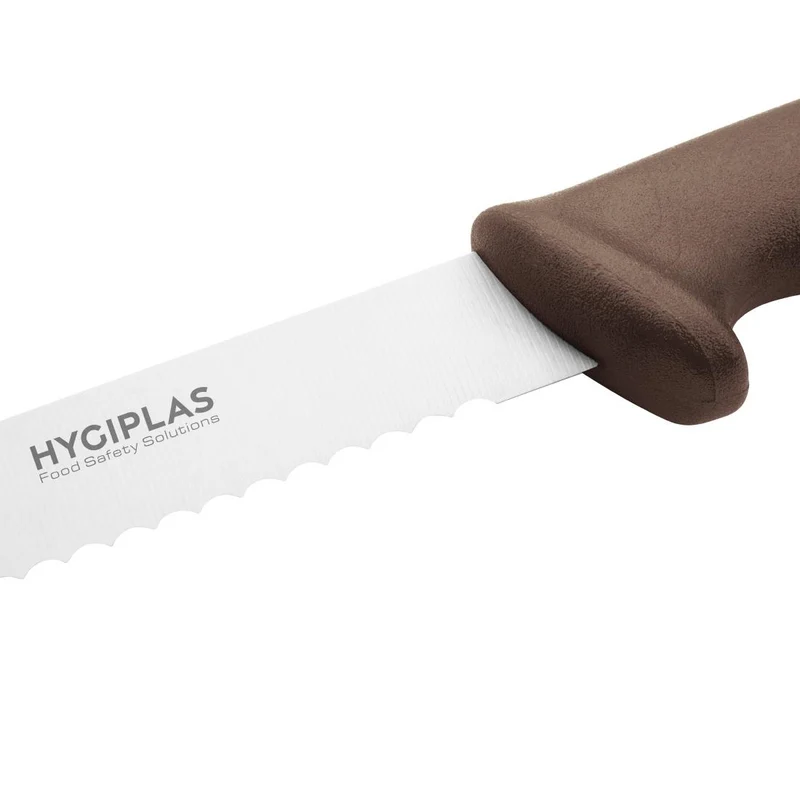 Couteau à génoise dentelé Hygiplas marron 254mm