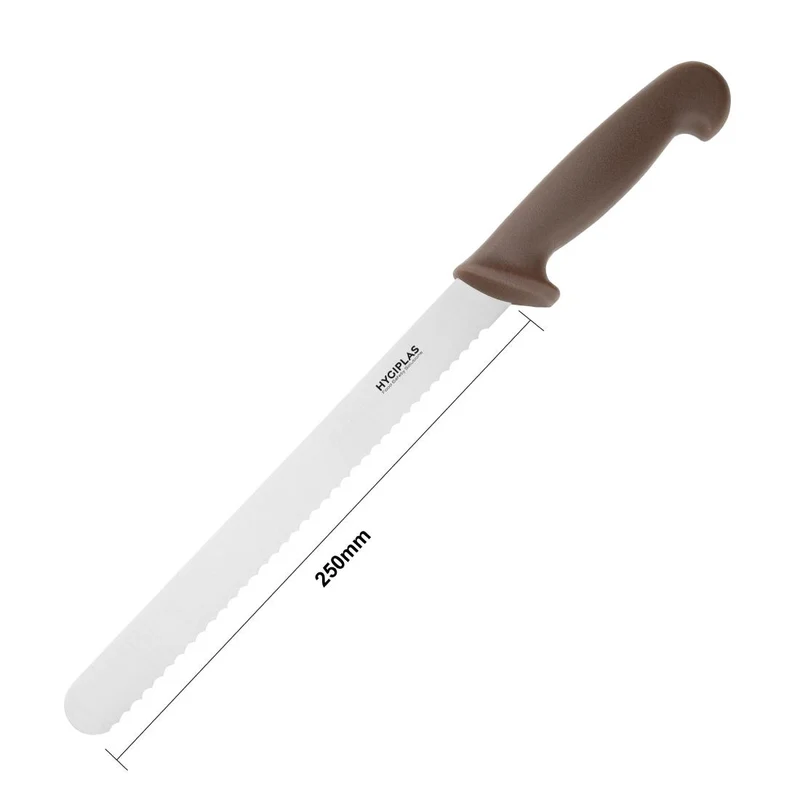 Couteau à génoise dentelé Hygiplas marron 254mm