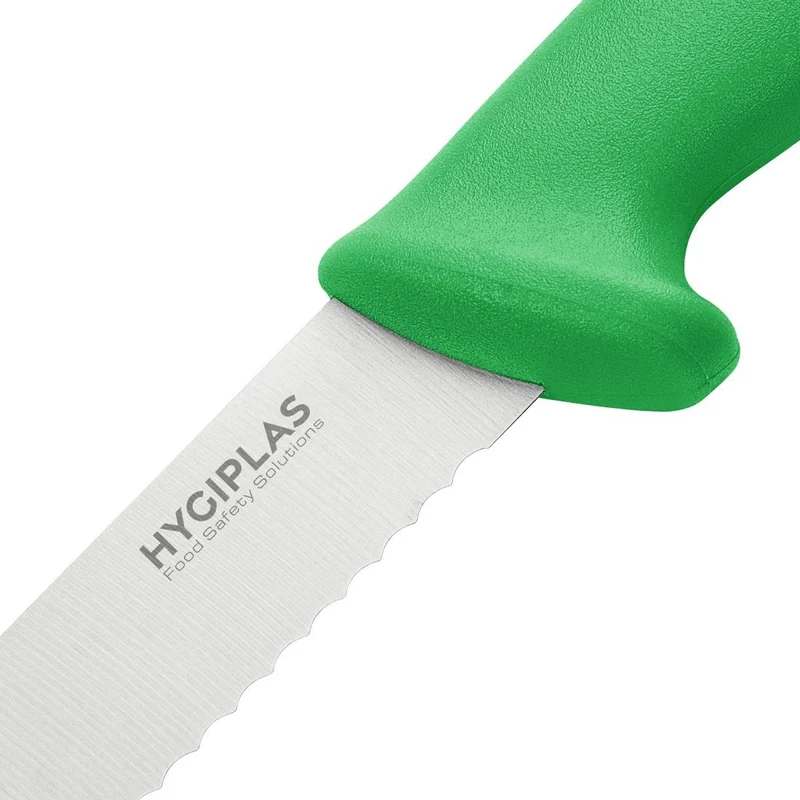 Couteau à génoise dentelé Hygiplas vert 254mm