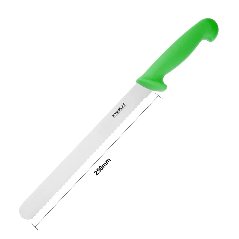 Couteau à génoise dentelé Hygiplas vert 254mm