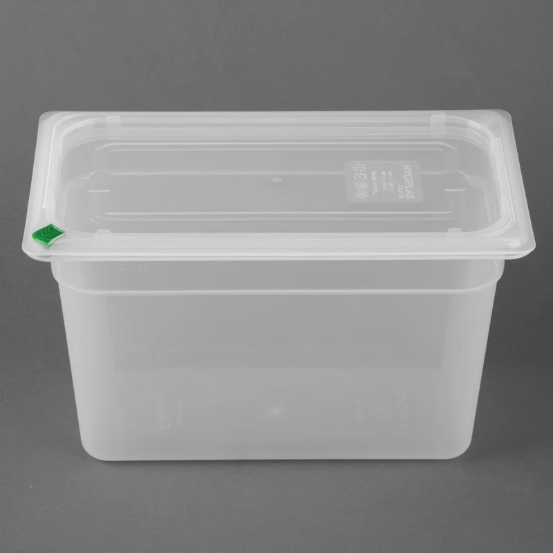 Bacs PP Hygiplas Click GN 1/3 avec couvercles et 7 clips de couleur 200mm 6,9L (lot de 4)