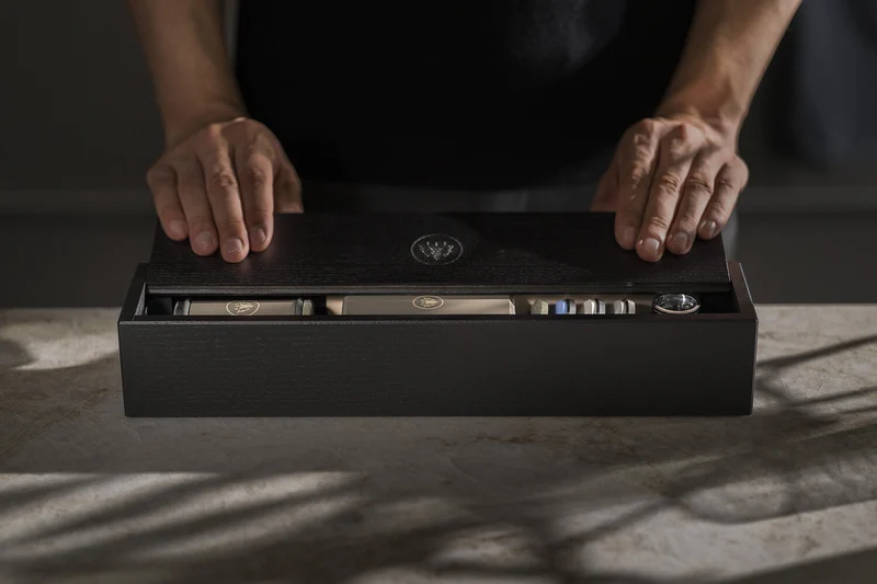 Boîte de rangement artisanale HORL® 3 en frêne massif