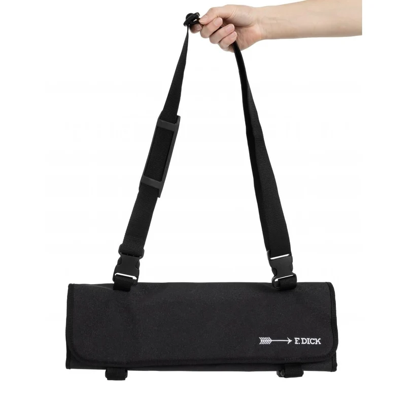 Trousse enroulable en tissu avec sangle Dick noire 11 pièces