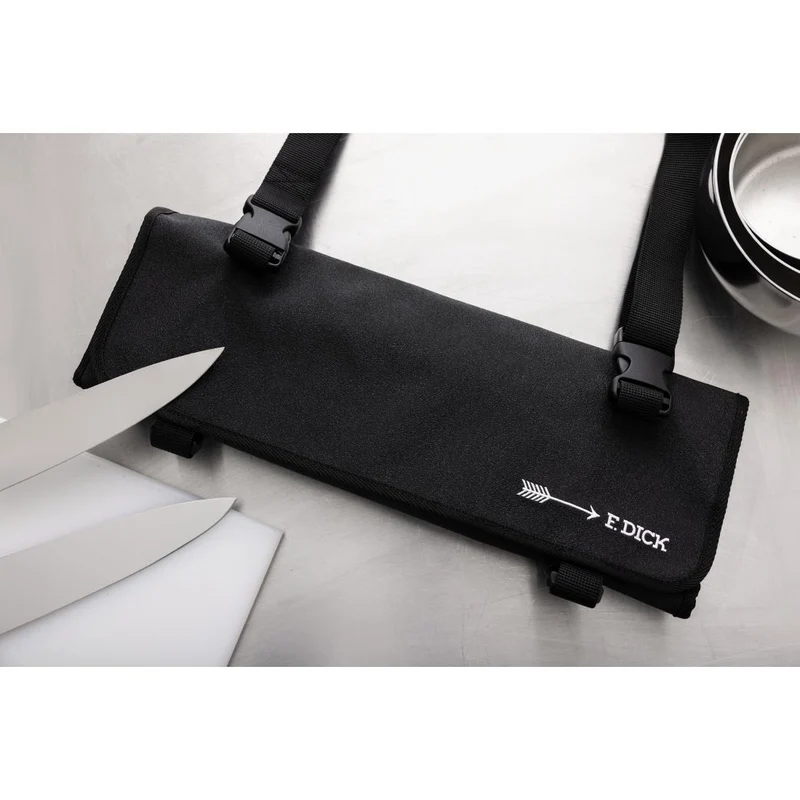 Trousse enroulable en tissu avec sangle Dick noire 11 pièces