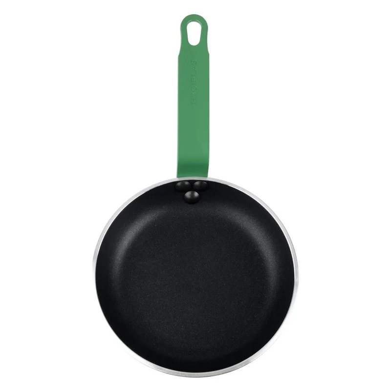 Poêle aluminium antiadhésive Teflon Platinum Plus Hygiplas avec manche vert 200mm
