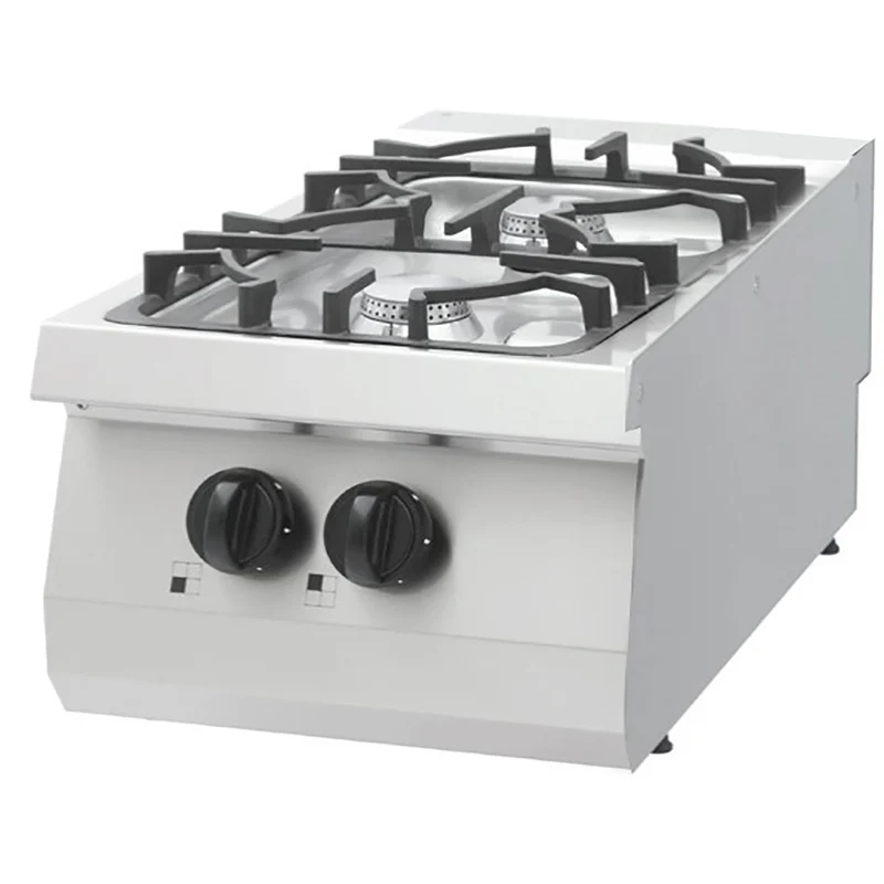 Cuisinière à Gaz Professionnelle - 2 Brûleurs - 13,5 kW - Profondeur 70 cm
