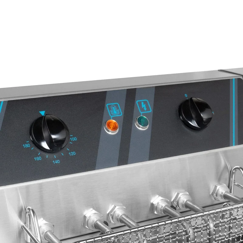 Friteuse électrique double professionnelle - 12+12 litres avec robinet de vidange, 400 V