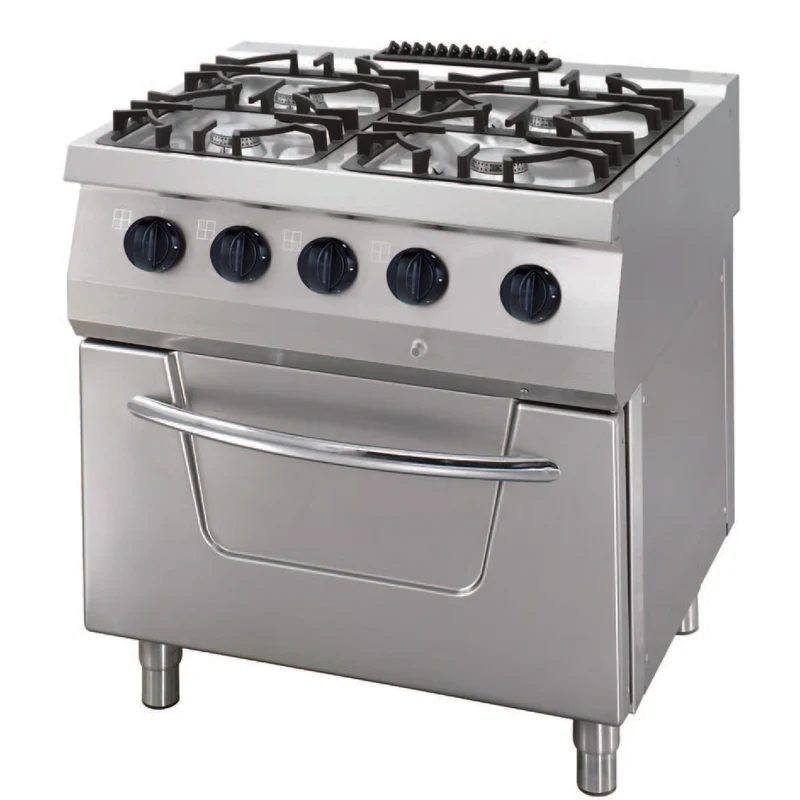 Cuisinière à Gaz Professionnelle - 4 Brûleurs - 33 kW - Four Électrique - 700