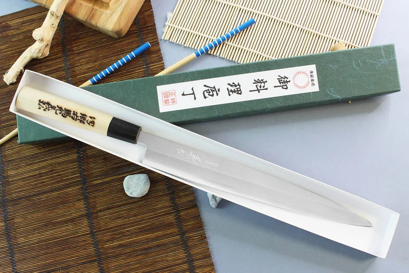 Couteau yanagiba japonais artisanal Yoshihiro Jyosaku White 2 steel