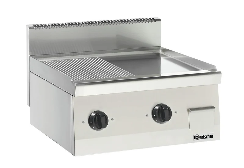 Plaque grill gamme 600 – 1/2 lisse 1/2 rainurée – Bartscher