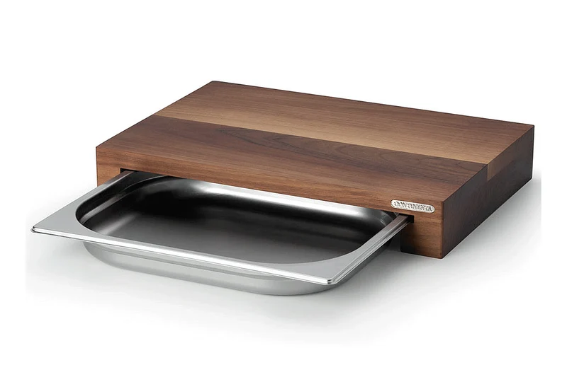 Planche à découper Continenta en bois 39x27x6cm + bac inox
