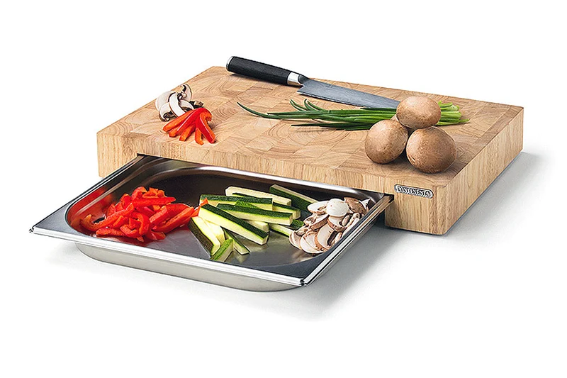 Planche à découper Continenta en bois 39x27x6cm + bac inox