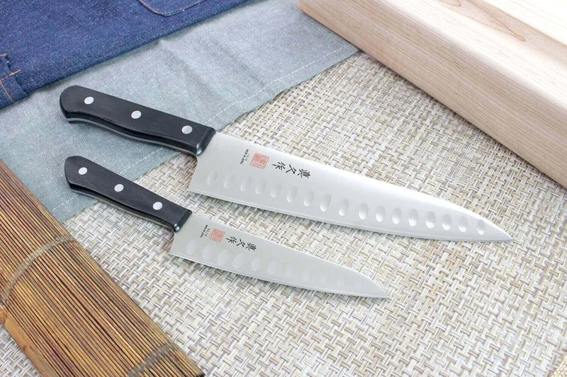Coffret 2 couteaux japonais MAC Chef alvéolés : Universel 13cm + Chef 20cm