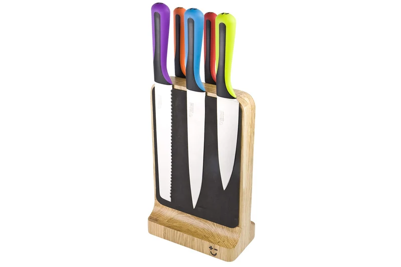 Bloc aimanté Bisbell en chêne massif soft touch pour 8 couteaux