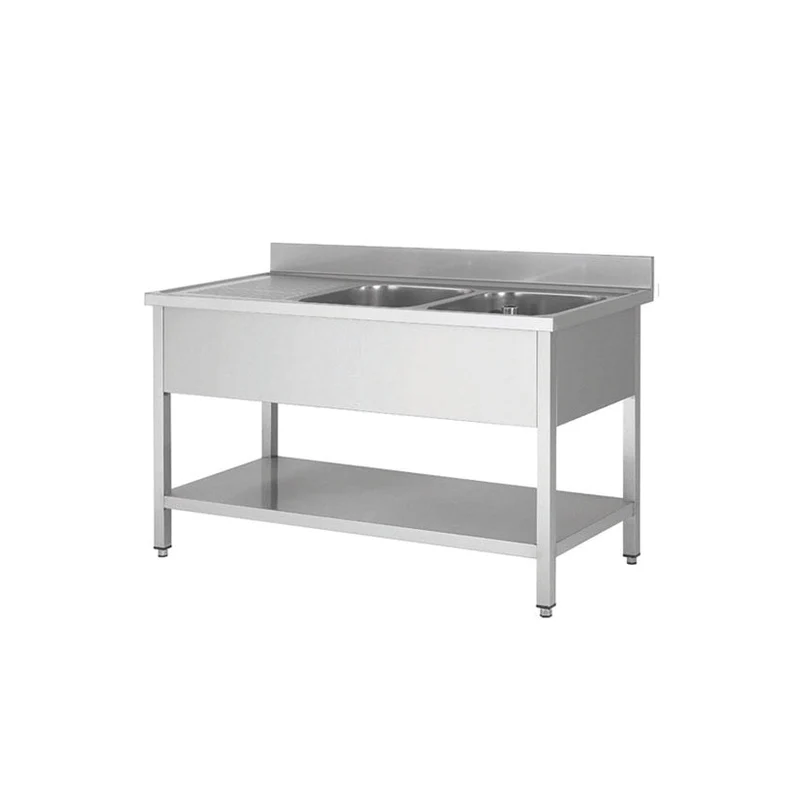 Plonge en inox - 2 Bacs - égouttoir à gauche, 1800 x 700 x850 mm - Skyrainbow THSTR187BR2