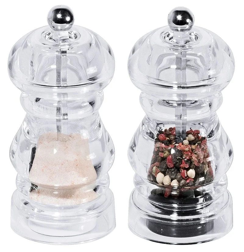 Set de moulins à sel et à poivre en acrylique, 0,05 L, diamètre : 5,5 cm, 2 pièces
