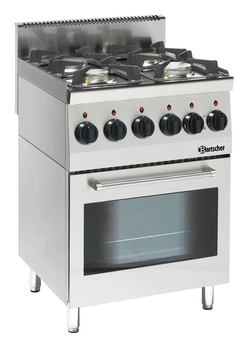 Fourneau à gaz gamme 600 – 4 brûleurs + four électrique – Bartscher