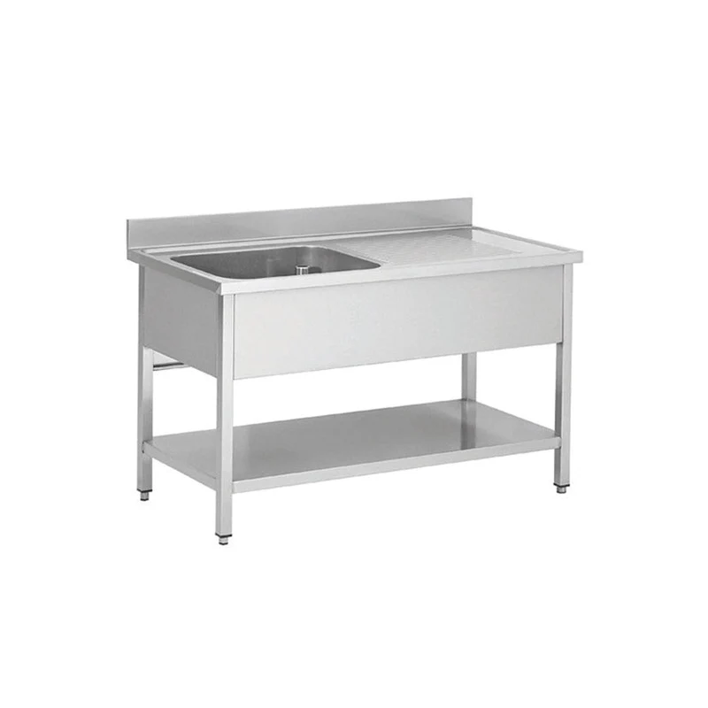 Plonge en inox - 1 Bac - égouttoir à droite, 1400 x 700 x850 mm - Skyrainbow THSTR147BL1