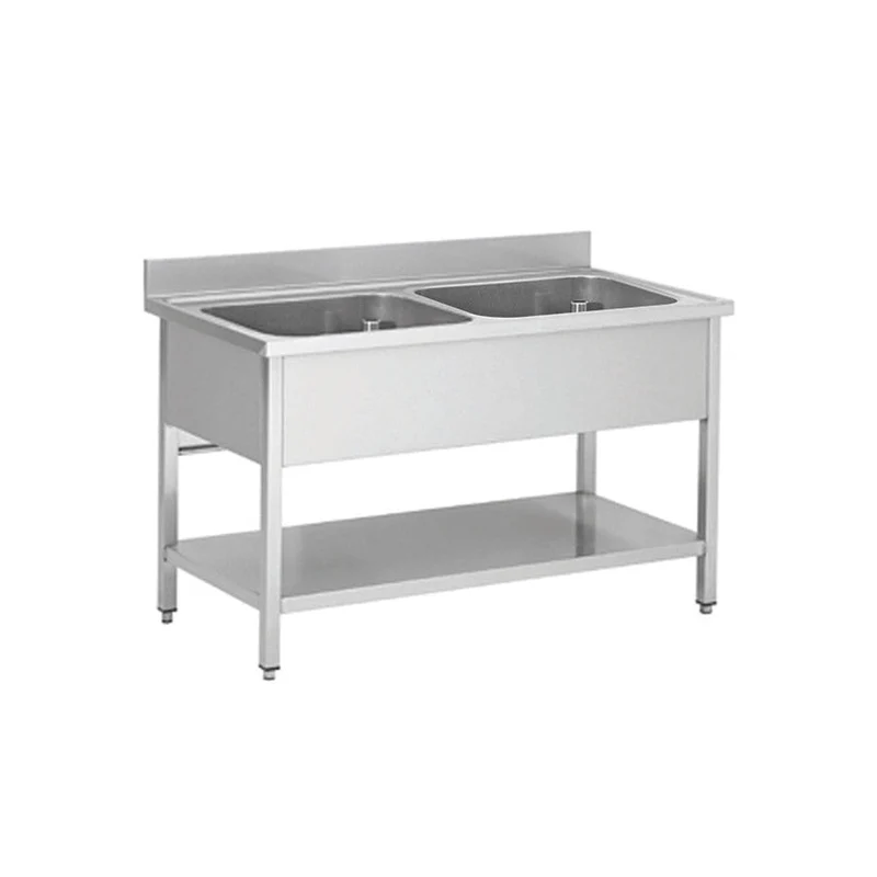Plonge en inox - 2 Bacs sans égouttoir, 1200 x 700 x850 mm - Skyrainbow THSTR127BM2