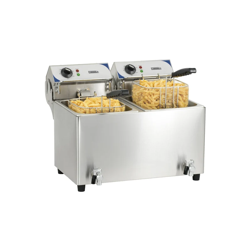 Friteuse électrique avec vanne de vidange 2 x 7 litres