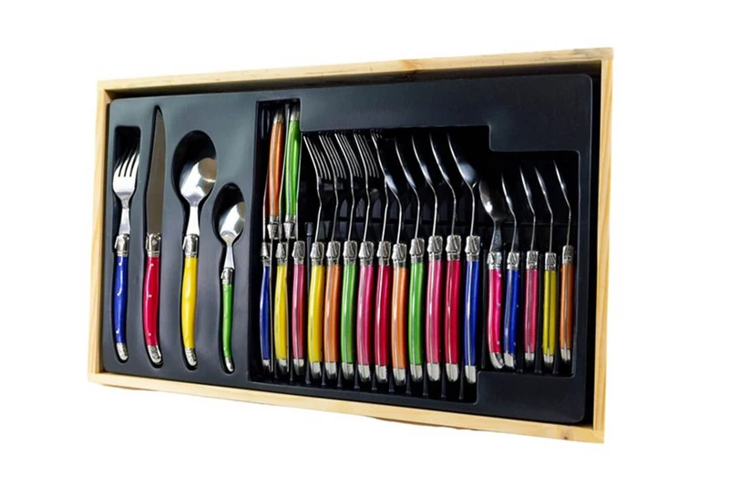 Ménagère Laguiole 24 pièces Pradel Excellence Pastel pleine soie