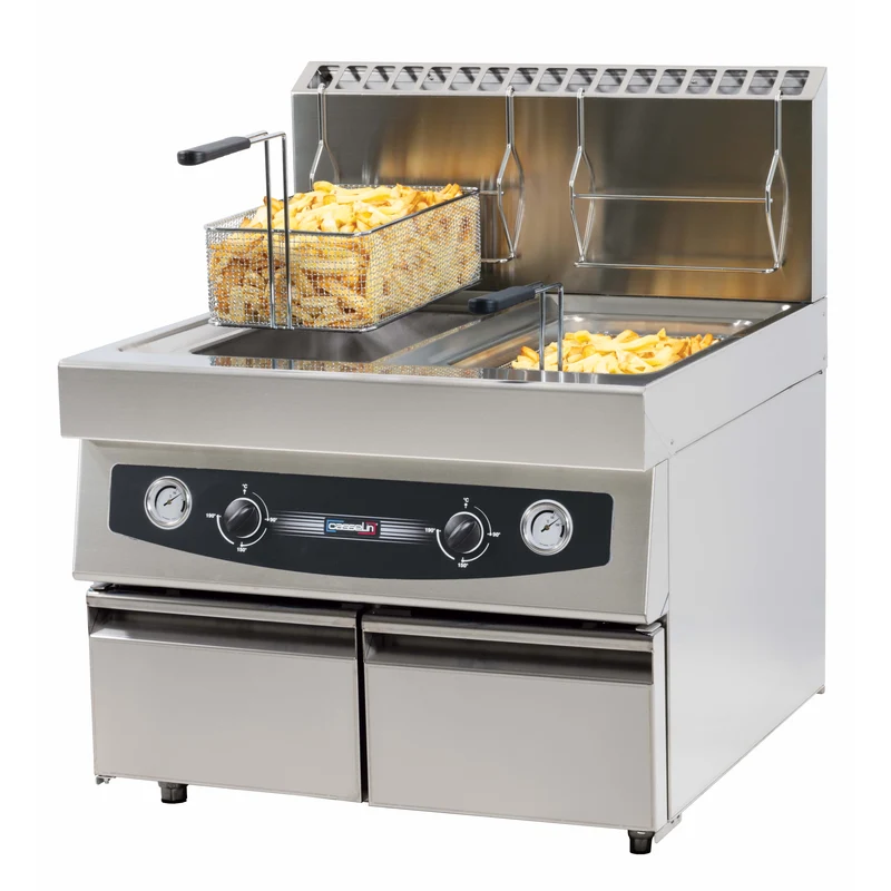 Friteuse gaz à poser avec vanne de vidange 2 x 17 litres