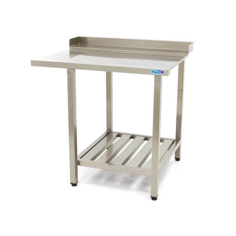 Table de sortie lave-vaisselle 120 x 75 cm - droite - dosseret + étagère - inox