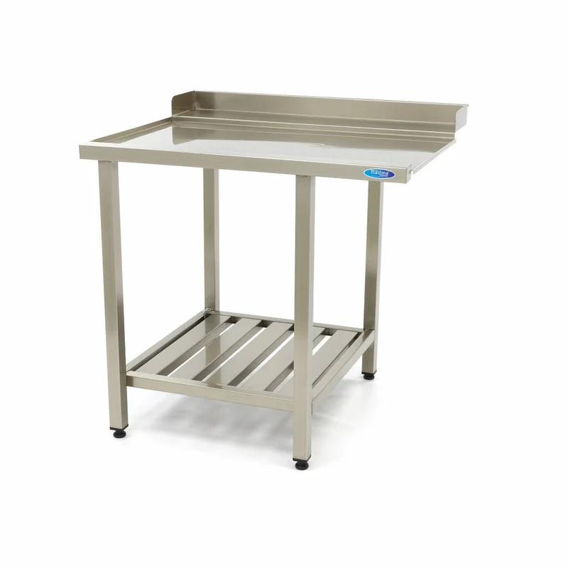 Table de sortie lave-vaisselle 90 x 75 cm - gauche - dosseret + étagère - inox