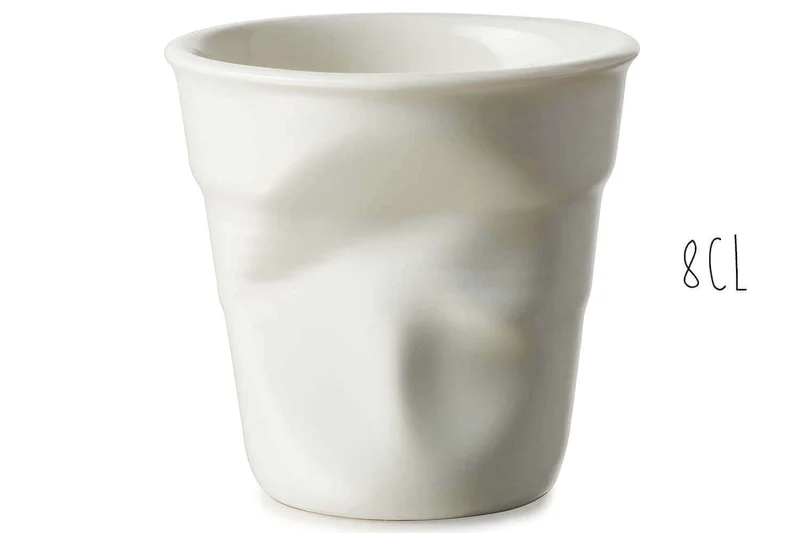 Tasse Revol Espresso Froissé 8cl en porcelaine Blanc Coquille