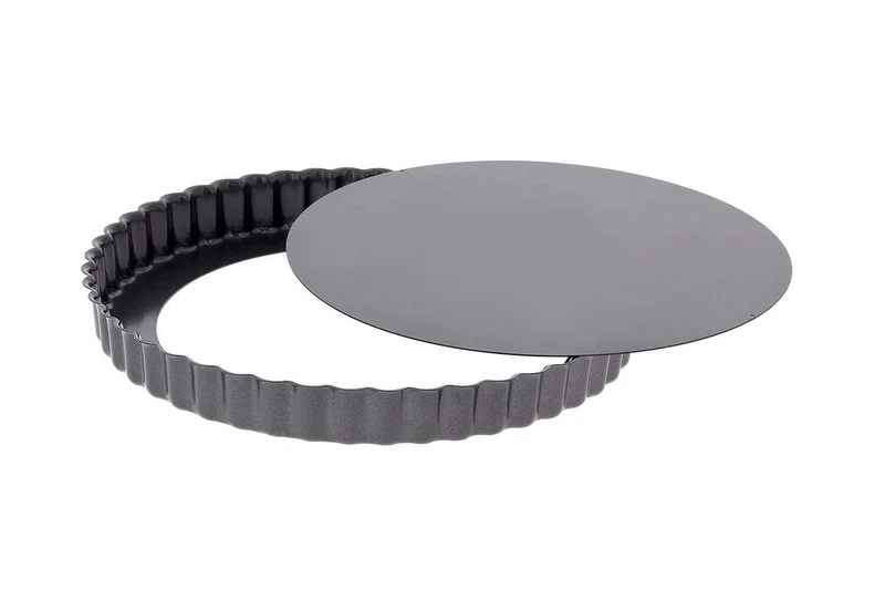 Moule à tarte cannelé en acier De Buyer à fond amovible et bord droit