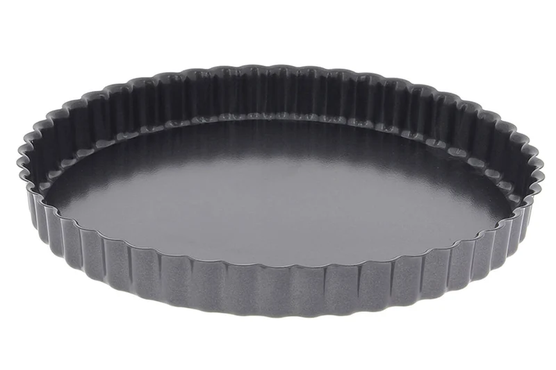Moule à tarte cannelé en acier De Buyer à fond amovible et bord droit