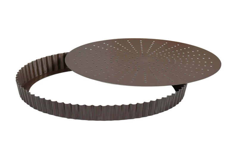 Tourtière ronde cannelée perforée Gobel anti-adhérent fond mobile