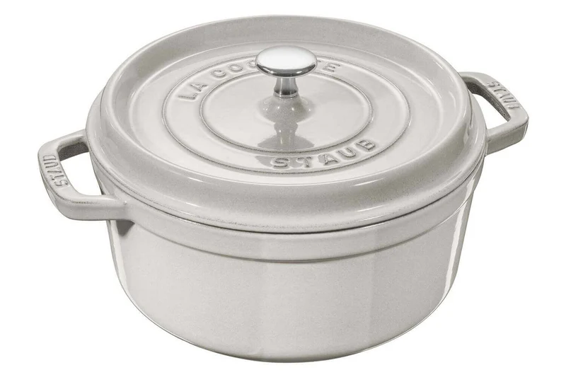 Cocotte STAUB ronde en fonte émaillée truffe blanche