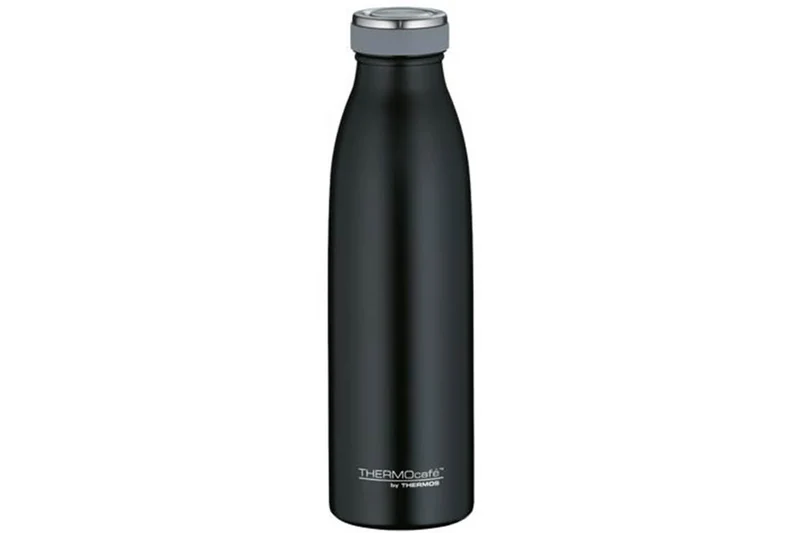 Gourde isotherme Thermos inox noir Thermocafé compatible boissons gazeuses