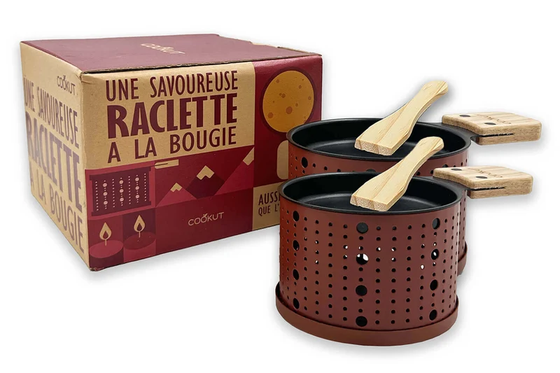 Service à raclette à la bougie Cookut Lumi services poelons et spatules pour 2 personnes