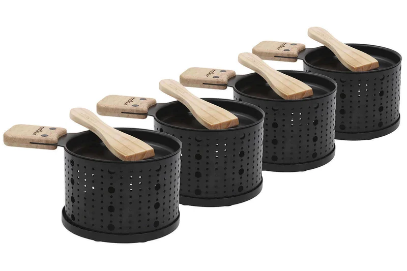 Service à raclette à la bougie Cookut Lumi noir - Services individuels poêlons et spatules